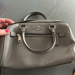 Coach grey canvas barrel bag